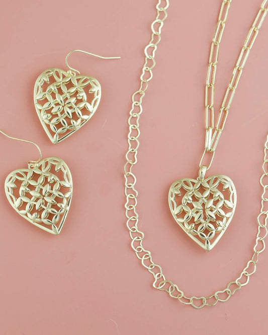 Adorned Heart Drop Earrings