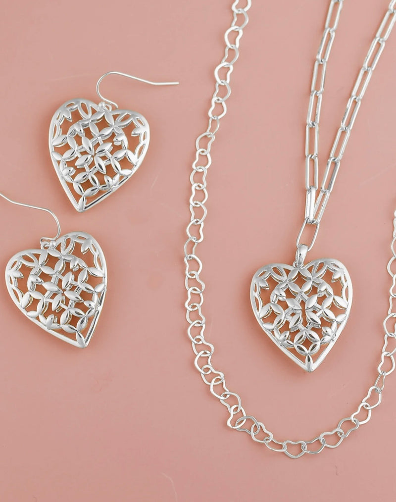 Adorned Heart Drop Earrings