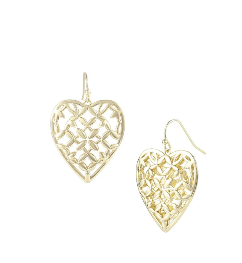 Adorned Heart Drop Earrings