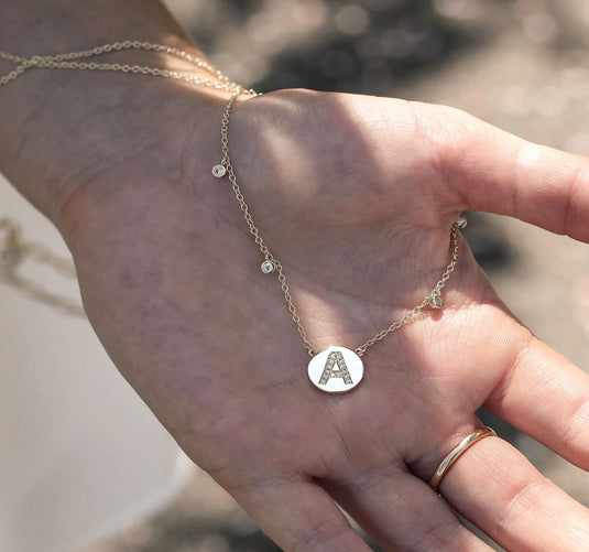 Image Shine Bright Circle Initial Necklace